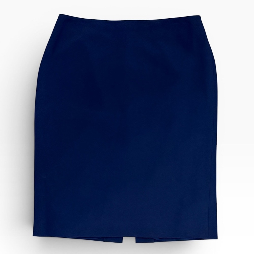 St. John Navy Blue Tailored Pencil Skirt Size 12 Made in USA Office Professional